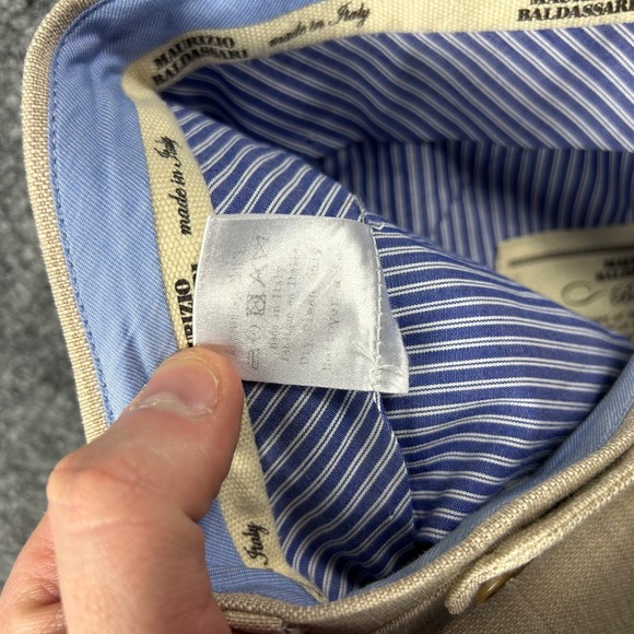 Maurizio Baldassari Trousers Mens 52 Beige Linen Blend Brera Made in Italy - Picture 6 of 10
